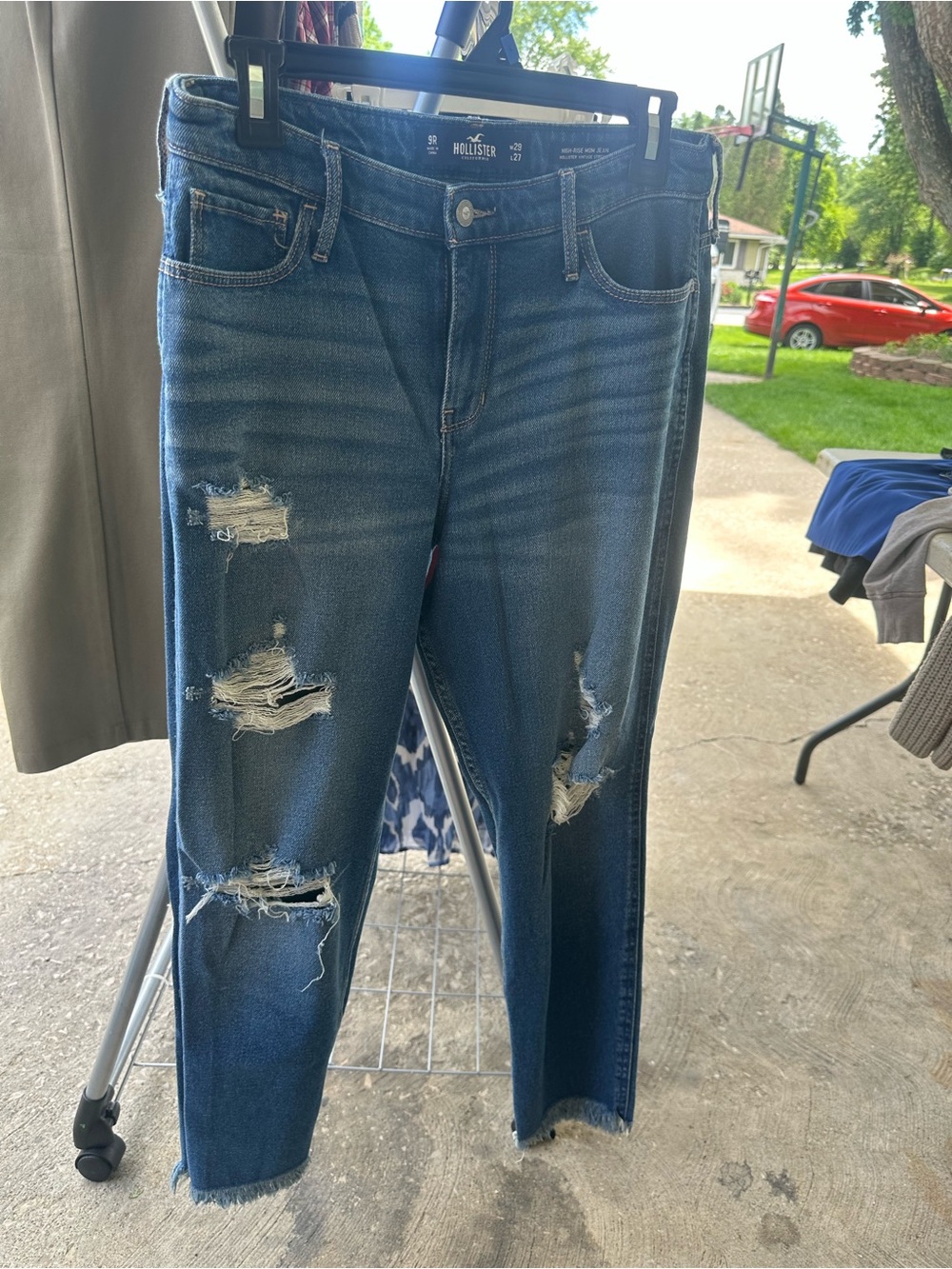 Hollister Women's Distressed Medium-Dark Blue Jeans